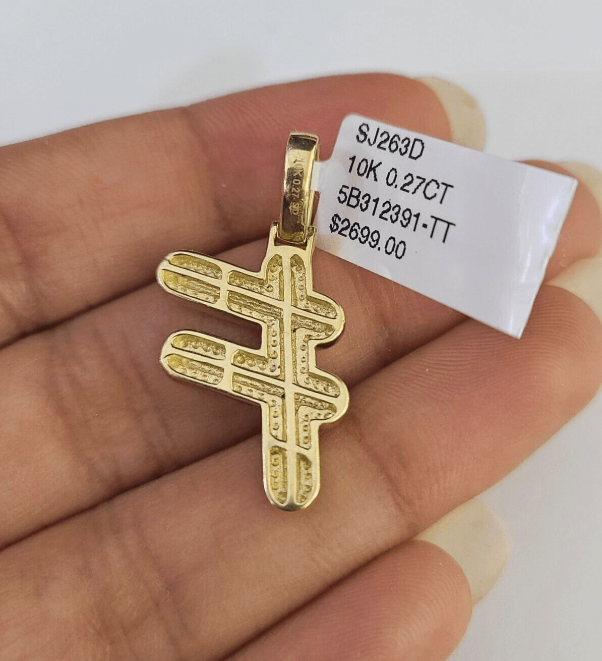10k Yellow Gold Diamond F Charm Pendant Initial Alphabet Letter Real Genuine - GoldenlinQ