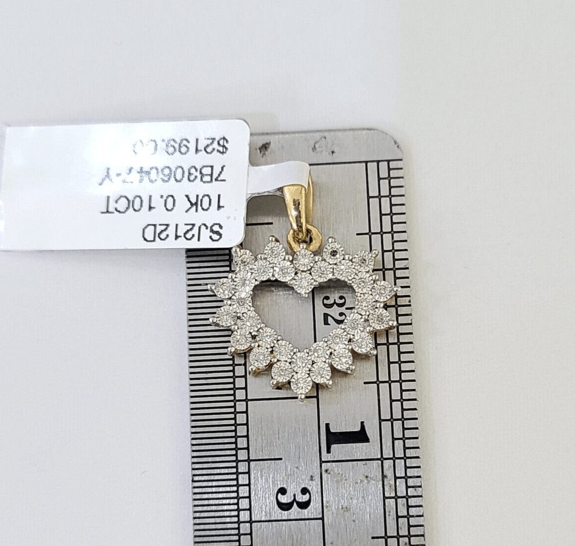 10K Yellow Gold Diamond Heart Charm Real Women Pendant Genuine - Reva Jeweler
