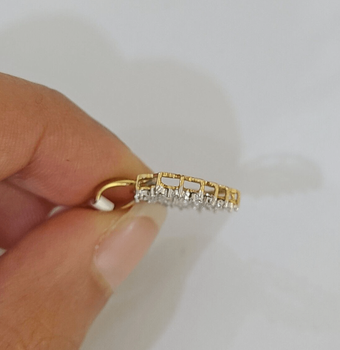 10K Yellow Gold Diamond Heart Charm Real Women Pendant Genuine - Reva Jeweler