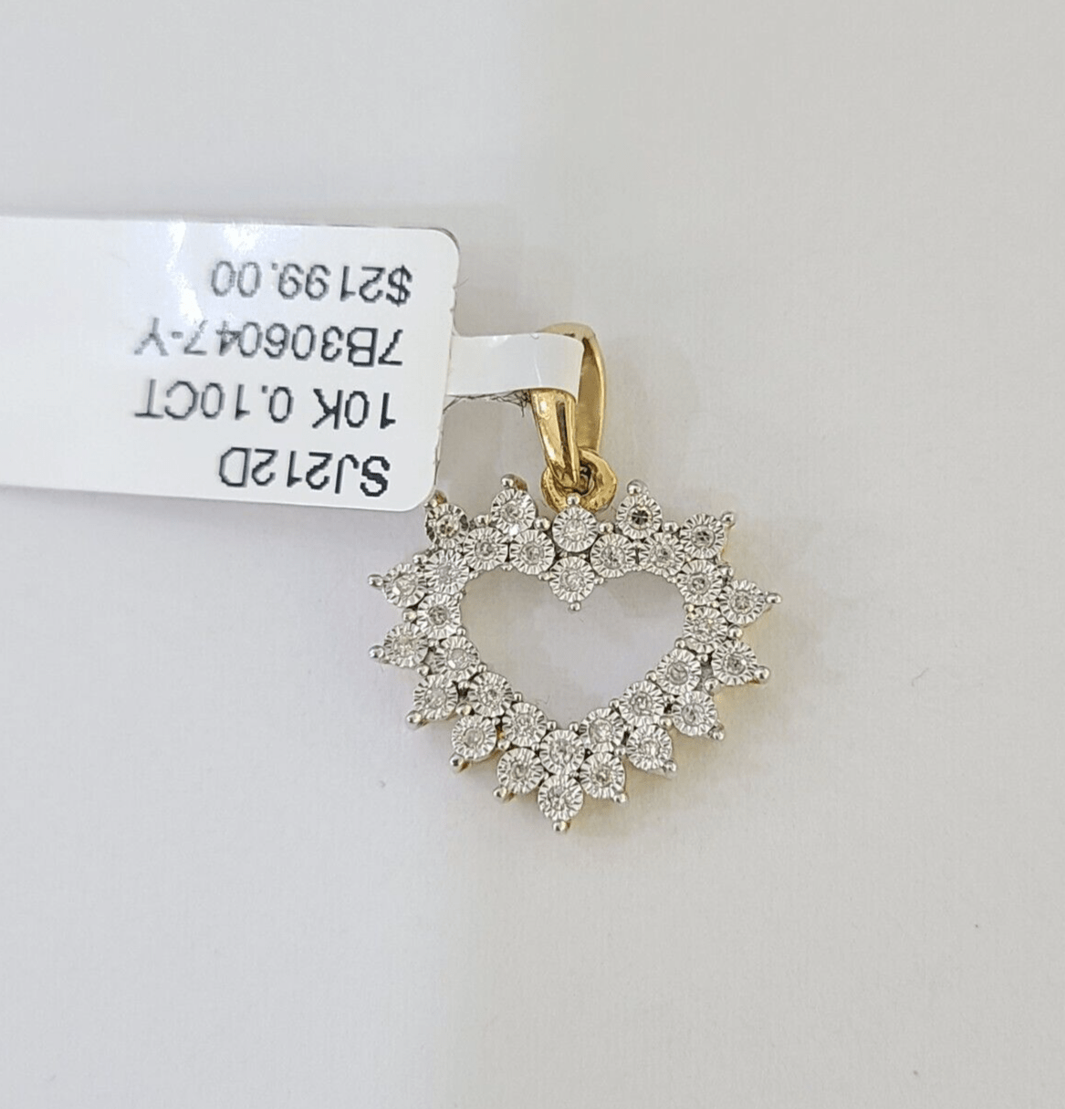 10K Yellow Gold Diamond Heart Charm Real Women Pendant Genuine - Reva Jeweler