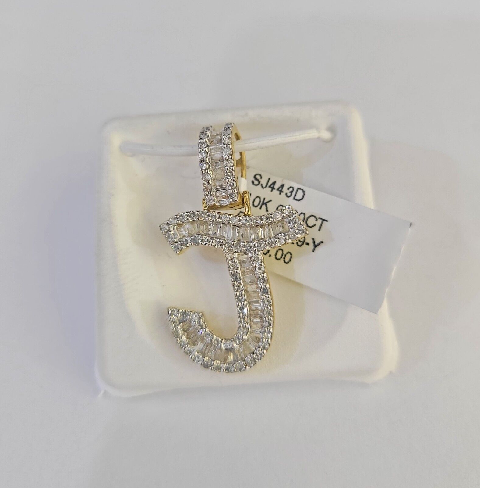 10k Yellow Gold Diamond J Charm Pendant Initial Alphabet Letter Real Genuine - GoldenlinQ