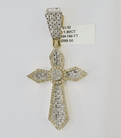 10k Yellow Gold Diamond Jesus Cross Charm Pendant Genuine Diamond Real - Reva Jeweler