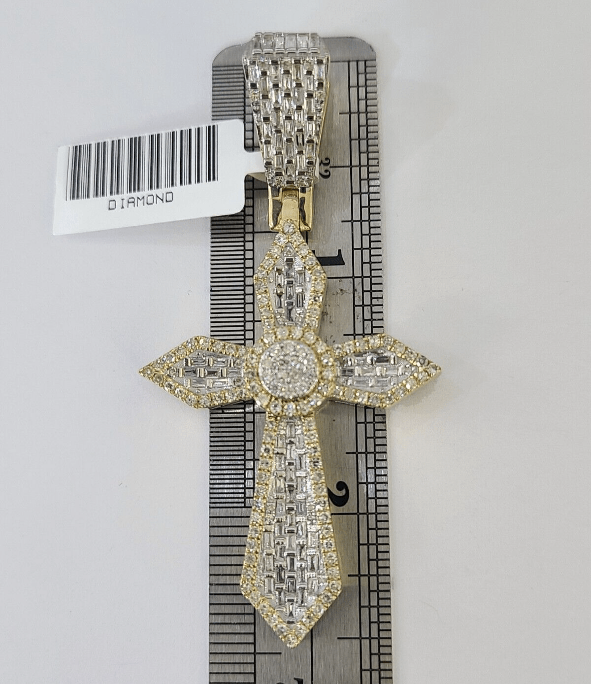 10k Yellow Gold Diamond Jesus Cross Charm Pendant Genuine Diamond Real - Reva Jeweler