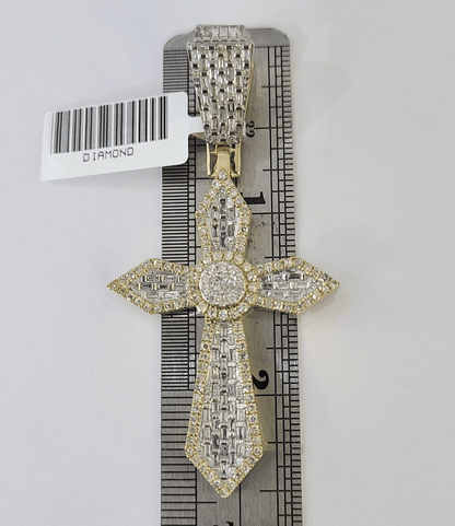 10k Yellow Gold Diamond Jesus Cross Charm Pendant Genuine Diamond Real - Reva Jeweler