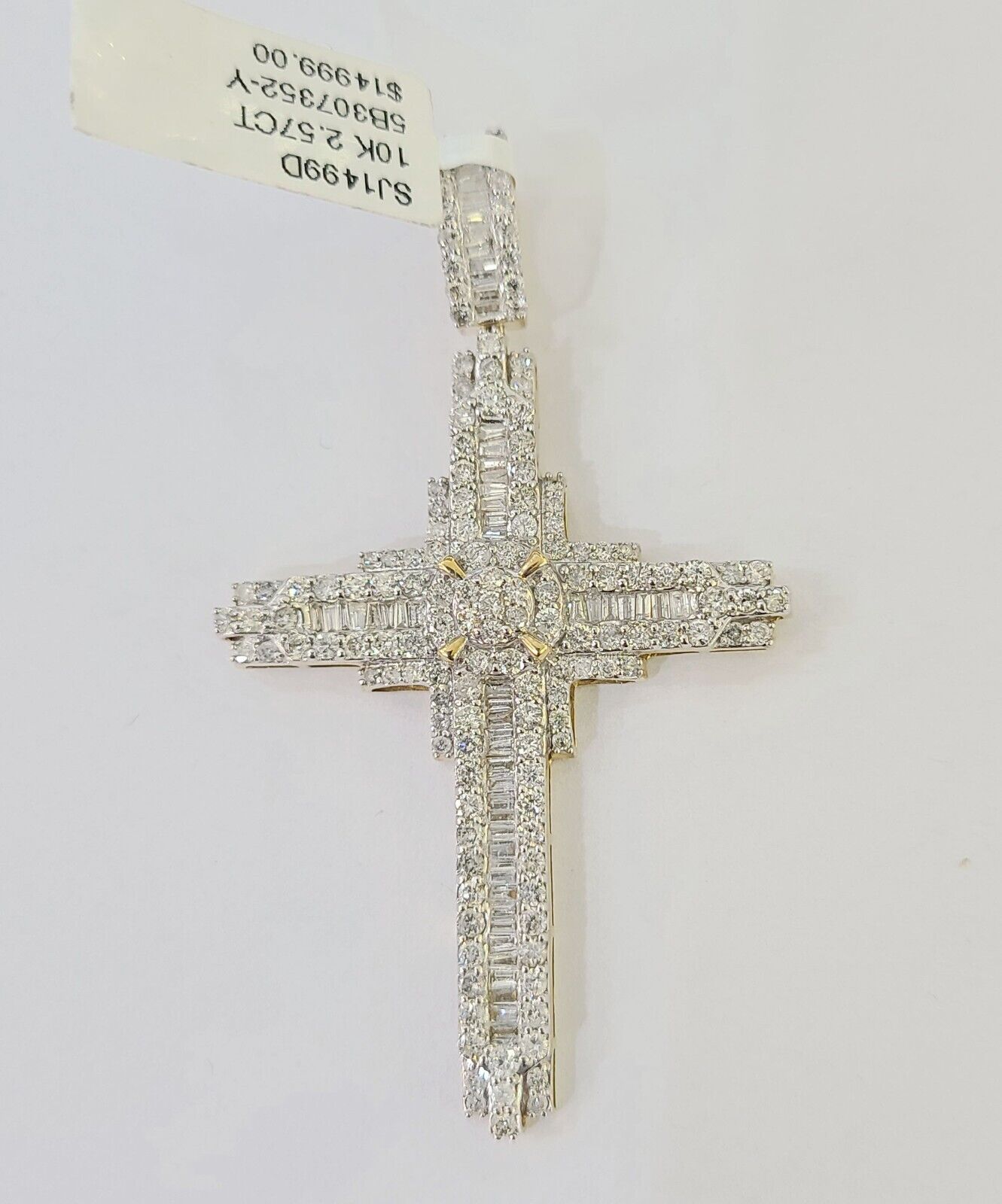 10k Yellow Gold Diamond Jesus Cross Charm Pendant Genuine Diamond Real - Reva Jeweler