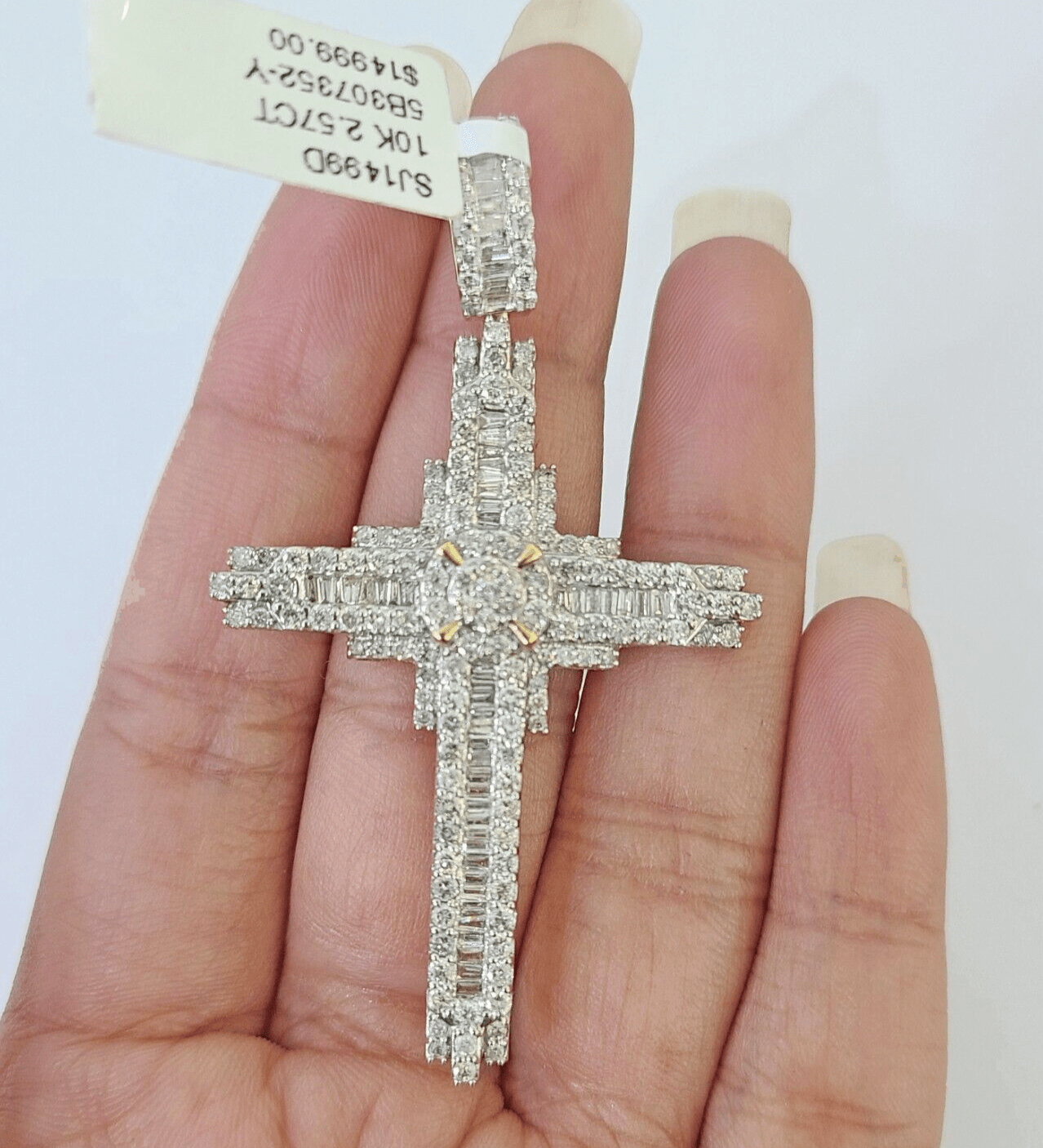 10k Yellow Gold Diamond Jesus Cross Charm Pendant Genuine Diamond Real - Reva Jeweler