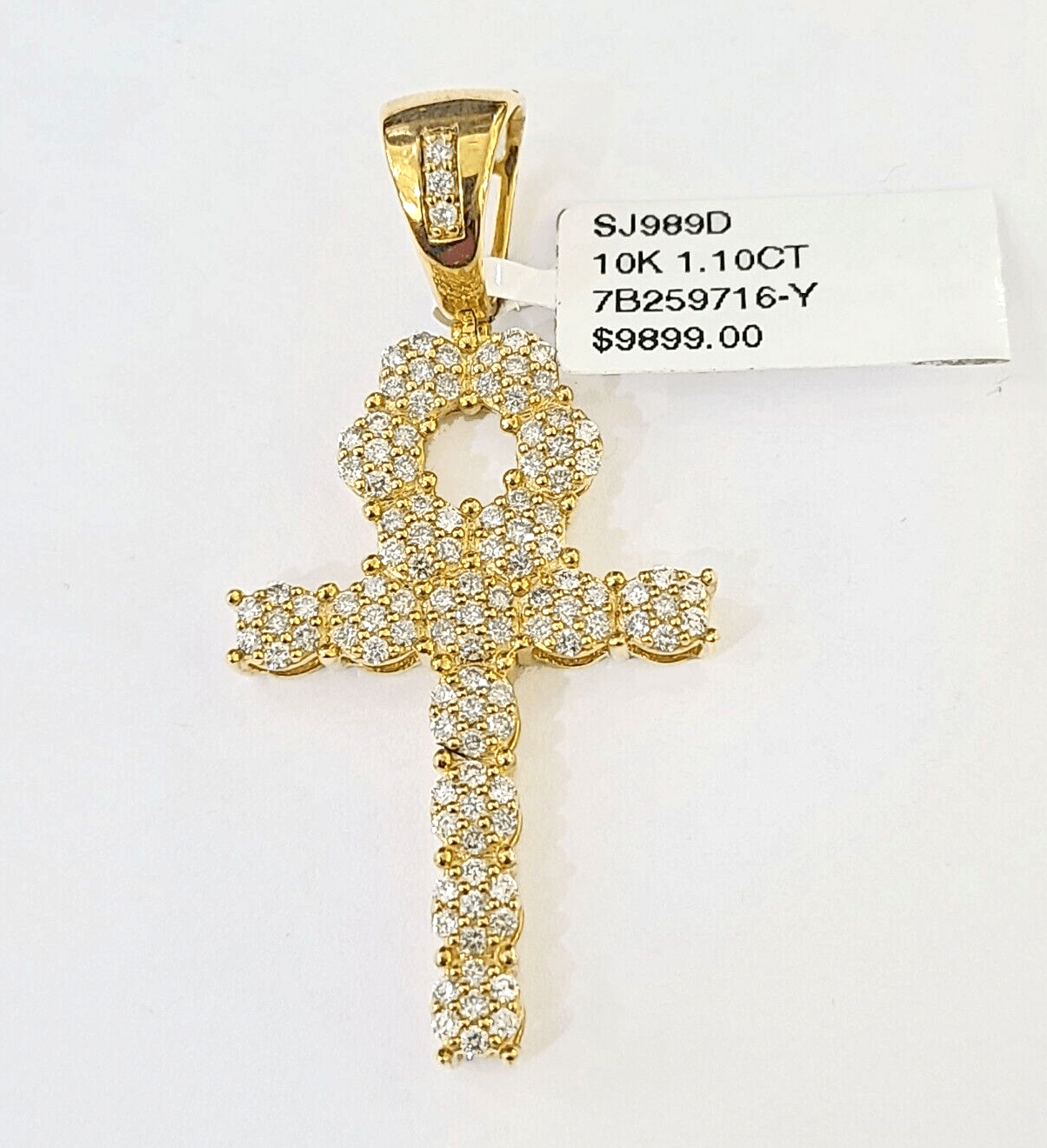 10k Yellow Gold Diamond Jesus Cross Charm Pendant Genuine Diamond Real - Reva Jeweler