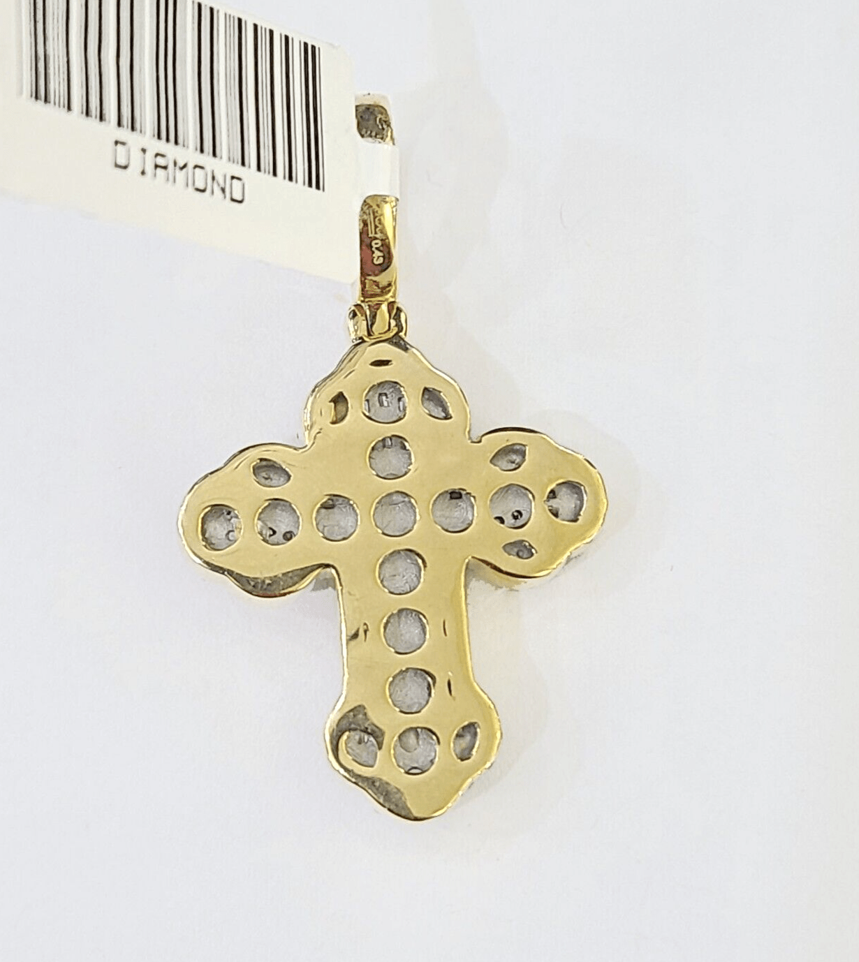 10k Yellow Gold Diamond Jesus Cross Charm Pendant Genuine Diamond Real - Reva Jeweler