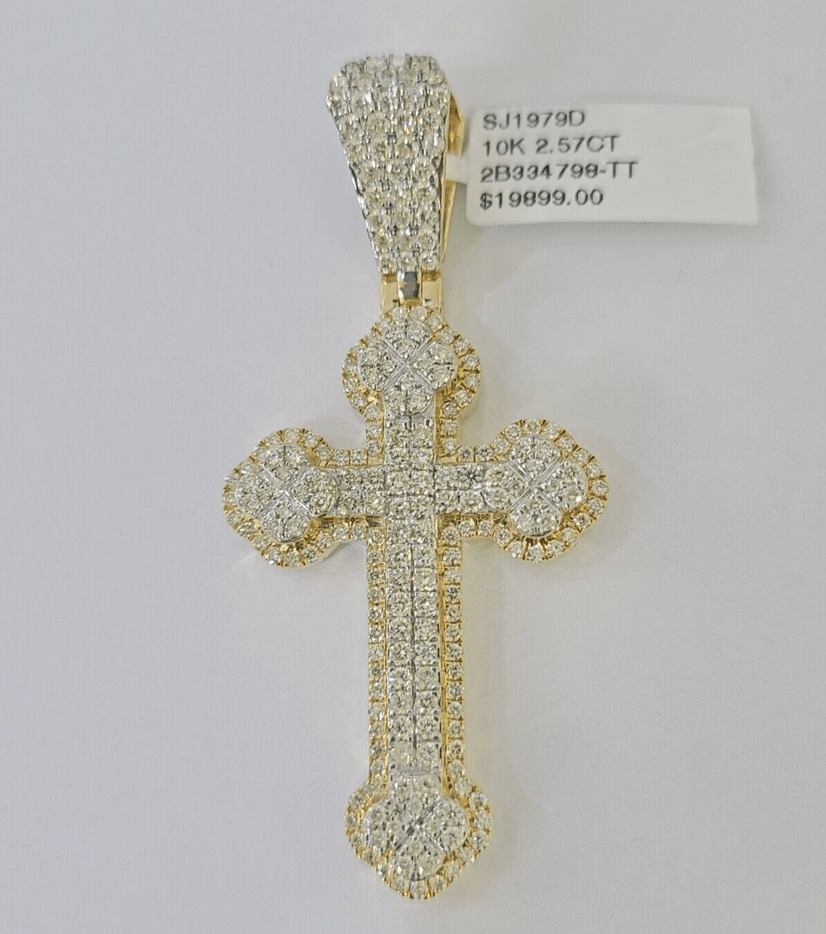 10k Yellow Gold Diamond Jesus Cross Charm Pendant Genuine Diamond Real - Reva Jeweler