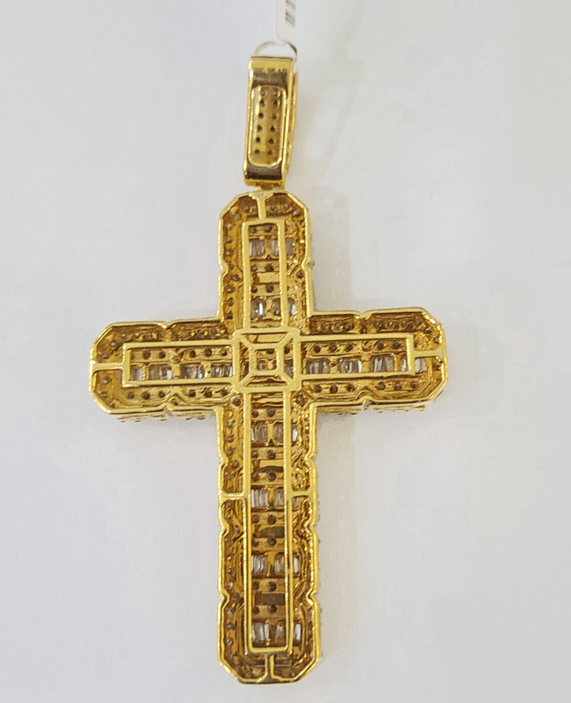 10k Yellow Gold Diamond Jesus Cross Charm Pendant Genuine Diamond Real - Reva Jeweler