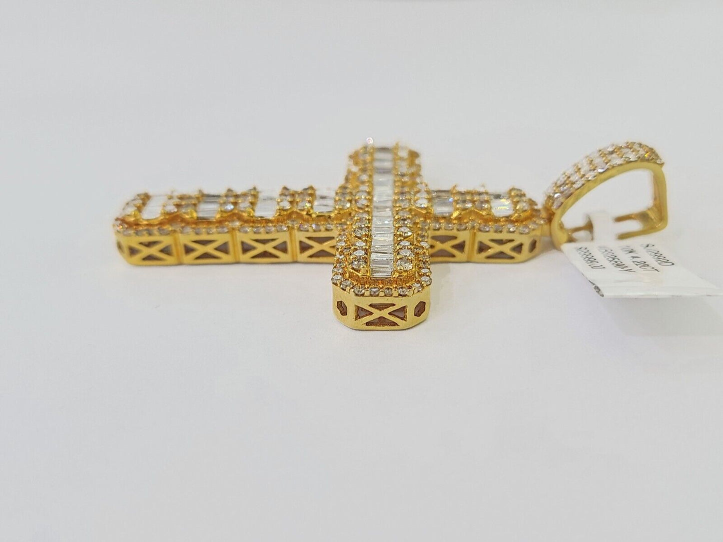 10k Yellow Gold Diamond Jesus Cross Charm Pendant Genuine Diamond Real - Reva Jeweler