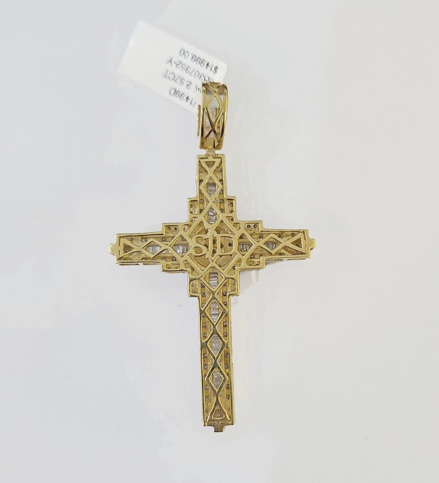 10k Yellow Gold Diamond Jesus Cross Charm Pendant Genuine Diamond Real - Reva Jeweler