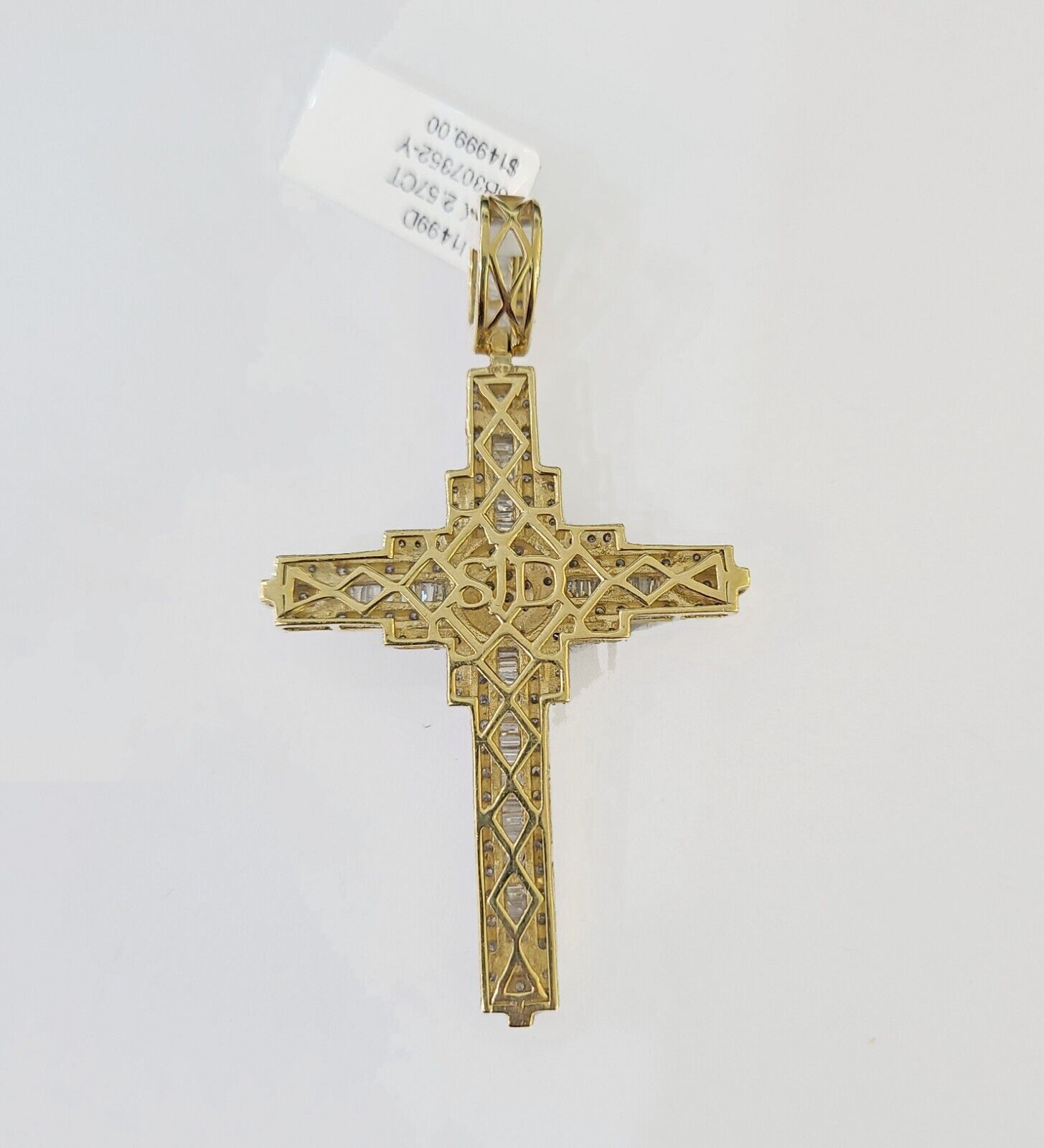 10k Yellow Gold Diamond Jesus Cross Charm Pendant Genuine Diamond Real - Reva Jeweler