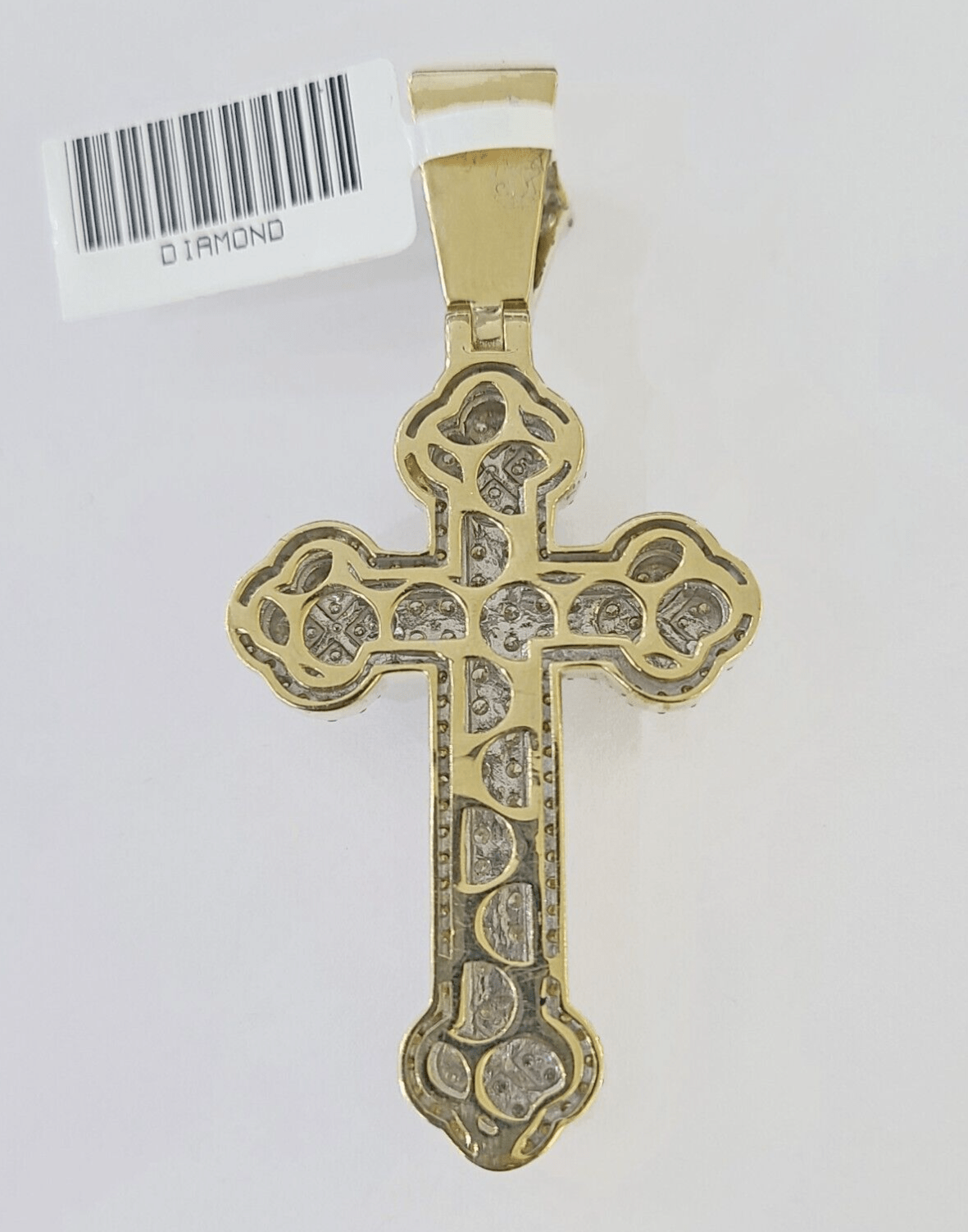 10k Yellow Gold Diamond Jesus Cross Charm Pendant Genuine Diamond Real - Reva Jeweler
