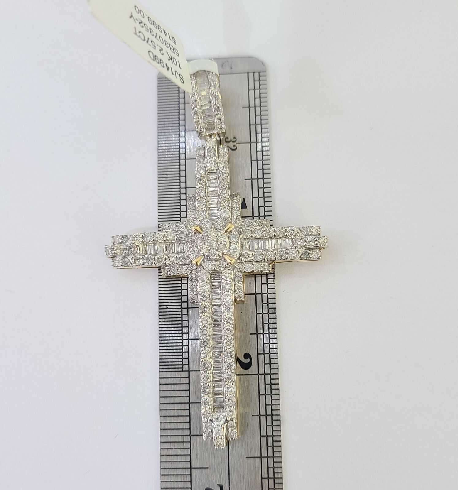 10k Yellow Gold Diamond Jesus Cross Charm Pendant Genuine Diamond Real - Reva Jeweler