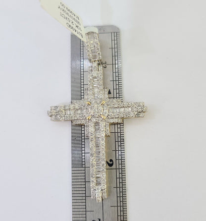 10k Yellow Gold Diamond Jesus Cross Charm Pendant Genuine Diamond Real - Reva Jeweler