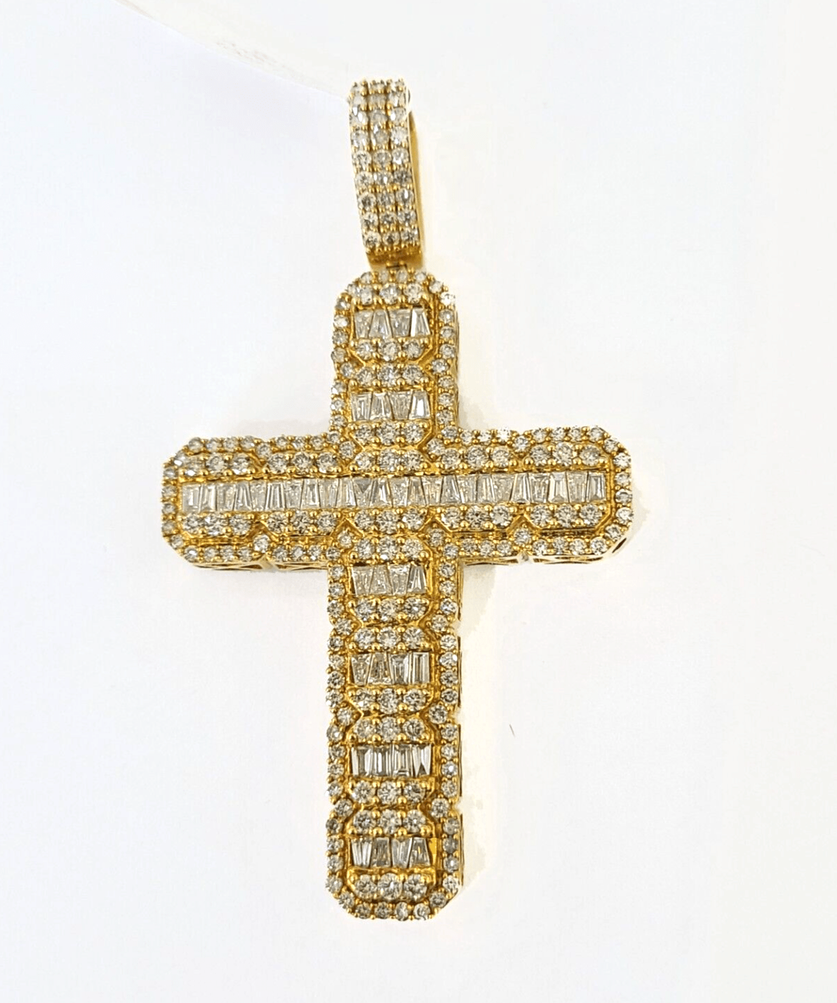 10k Yellow Gold Diamond Jesus Cross Charm Pendant Genuine Diamond Real - Reva Jeweler