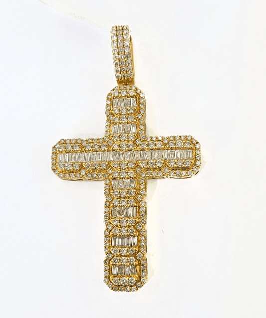 10k Yellow Gold Diamond Jesus Cross Charm Pendant Genuine Diamond Real - Reva Jeweler