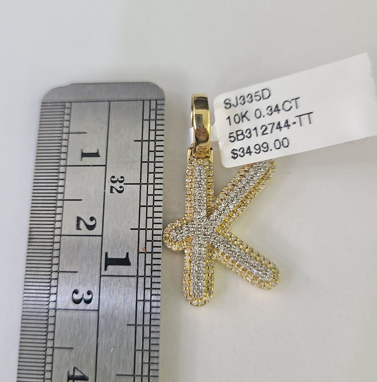 10k Yellow Gold Diamond K Charm Pendant Initial Alphabet Letter Real Genuine - GoldenlinQ