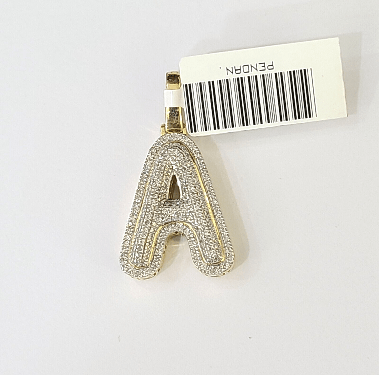 10k Yellow Gold Diamond Letter "A" Initial Alphabet Charm/Pendant Real Genuine - Reva Jeweler