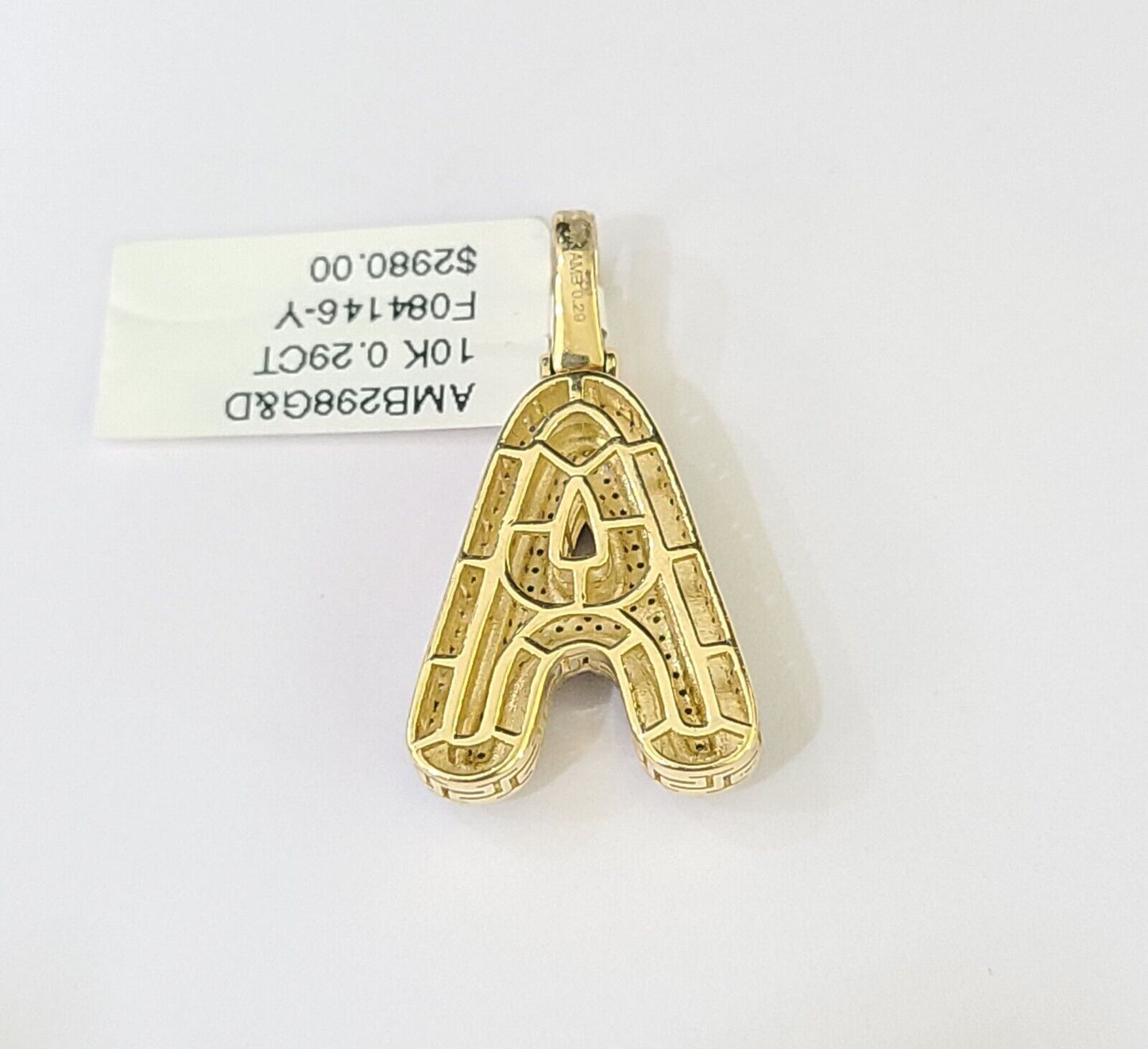 10k Yellow Gold Diamond Letter "A" Initial Alphabet Charm/Pendant Real Genuine - Reva Jeweler