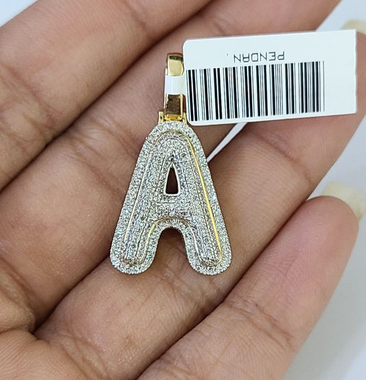 10k Yellow Gold Diamond Letter "A" Initial Alphabet Charm/Pendant Real Genuine - Reva Jeweler