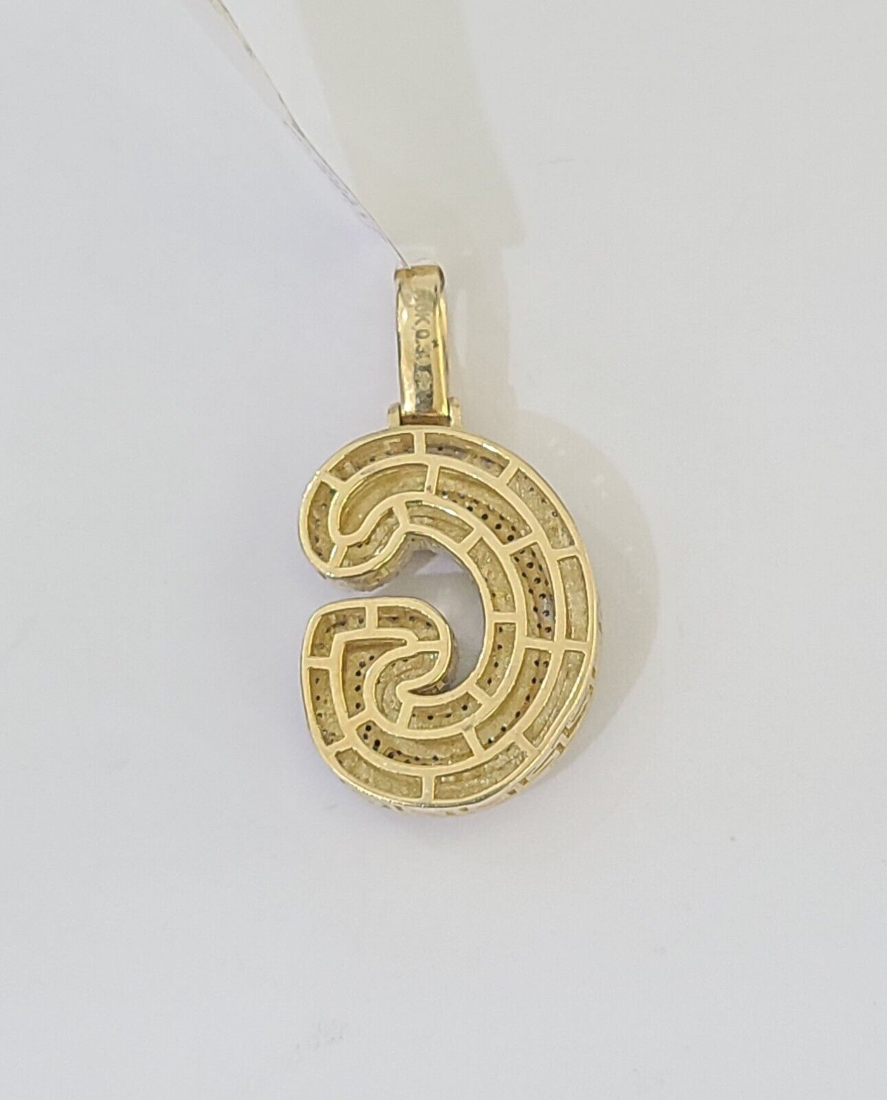 10k Yellow Gold Diamond Letter "G" Initial Alphabet Charm Pendant Real Genuine - Reva Jeweler