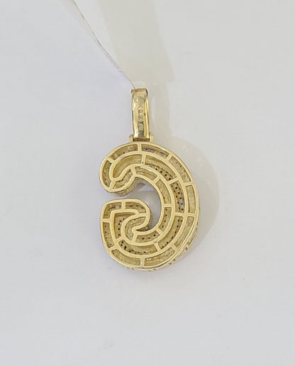 10k Yellow Gold Diamond Letter "G" Initial Alphabet Charm Pendant Real Genuine - Reva Jeweler