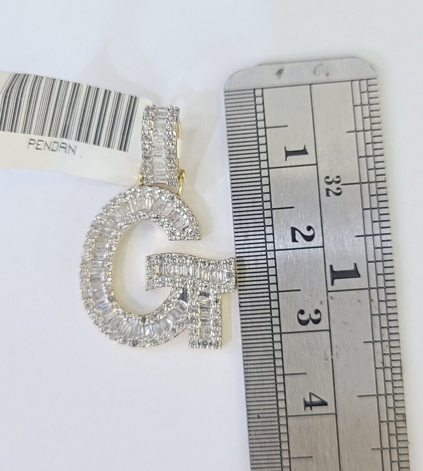 10k Yellow Gold Diamond Letter "G" Initial Alphabet Charm Pendant Real Genuine - Reva Jeweler