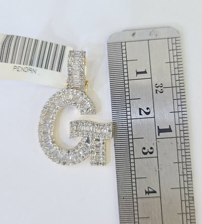 10k Yellow Gold Diamond Letter "G" Initial Alphabet Charm Pendant Real Genuine - Reva Jeweler
