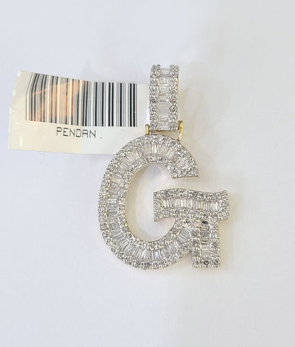10k Yellow Gold Diamond Letter "G" Initial Alphabet Charm Pendant Real Genuine - Reva Jeweler