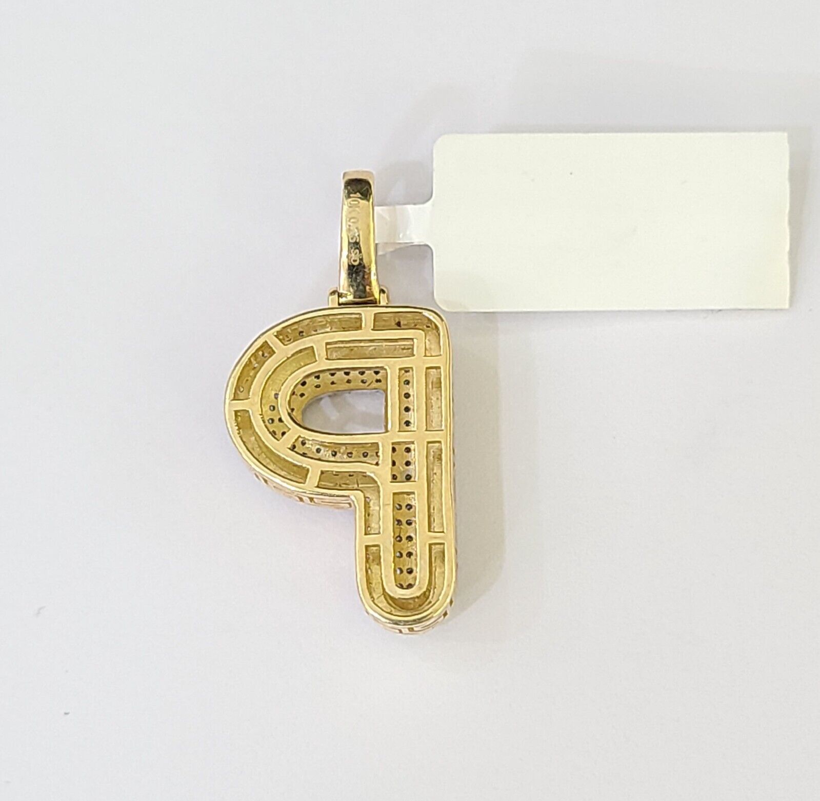 10k Yellow Gold Diamond Letter "P" Initial Alphabet Charm/Pendant Real Genuine - Reva Jeweler