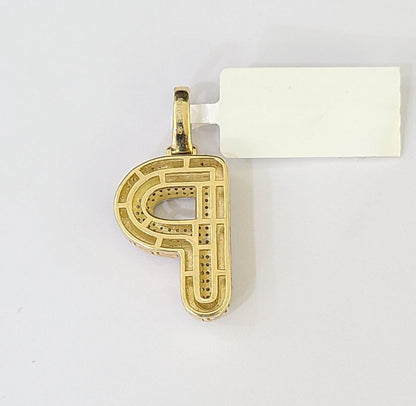 10k Yellow Gold Diamond Letter "P" Initial Alphabet Charm/Pendant Real Genuine - Reva Jeweler