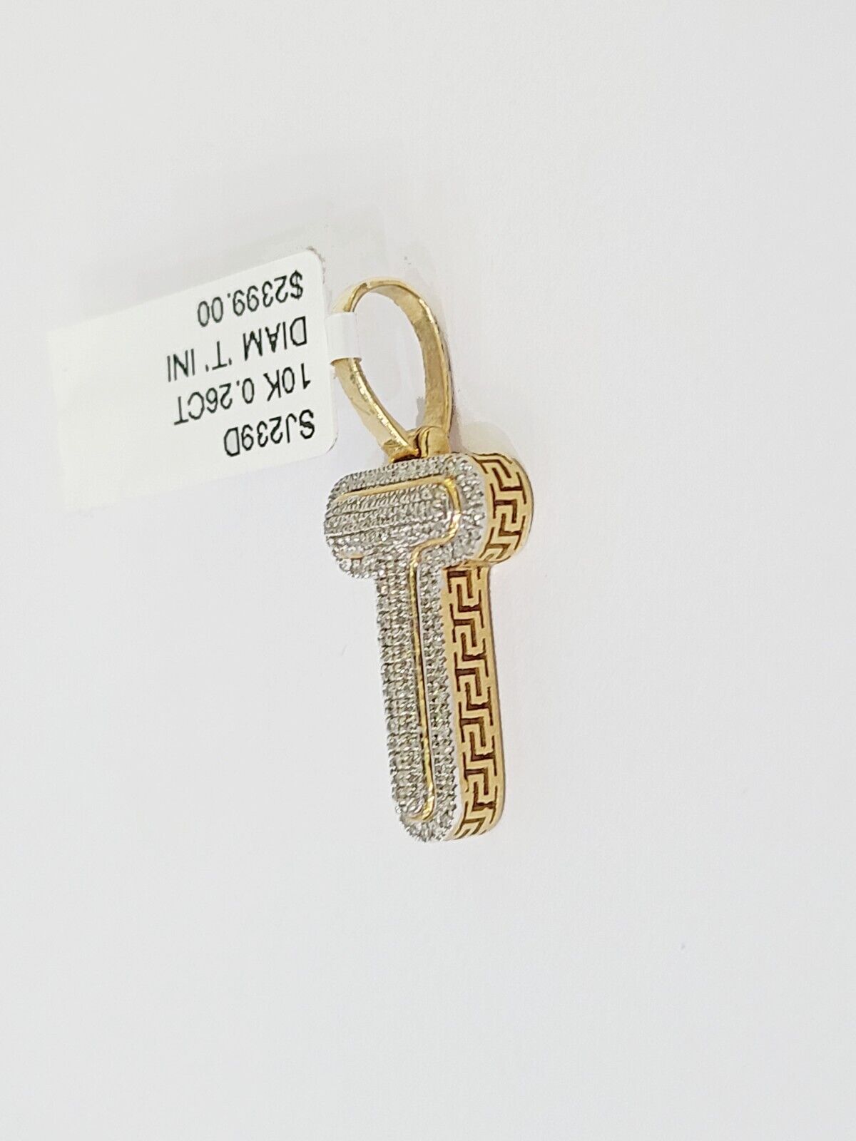 10k Yellow Gold Diamond Letter "T" Initial Alphabet Charm/Pendant Real Genuine - Reva Jeweler
