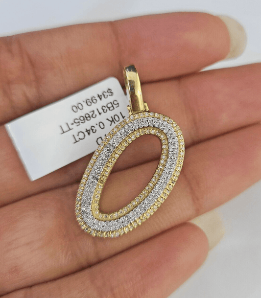 10k Yellow Gold Diamond O Charm Pendant Initial Alphabet Letter Real Genuine - GoldenlinQ