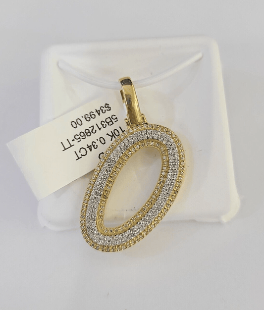 10k Yellow Gold Diamond O Charm Pendant Initial Alphabet Letter Real Genuine - GoldenlinQ