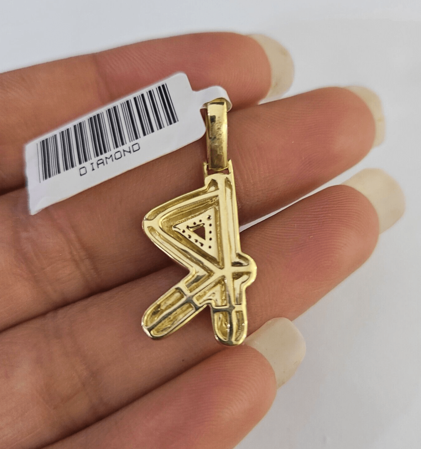 10k Yellow Gold Diamond R Charm Pendant Initial Alphabet Letter Real Genuine - GoldenlinQ