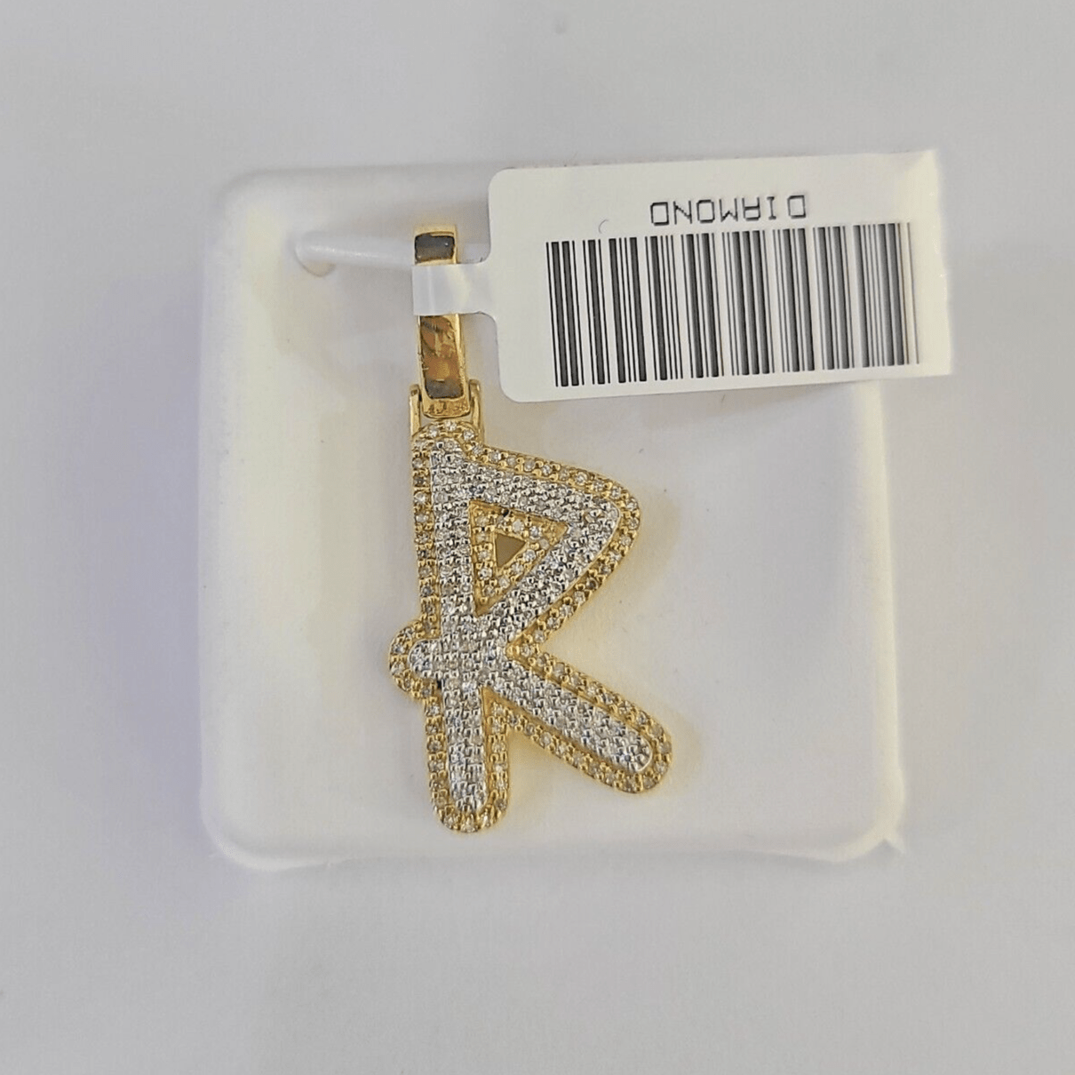 10k Yellow Gold Diamond R Charm Pendant Initial Alphabet Letter Real Genuine - GoldenlinQ