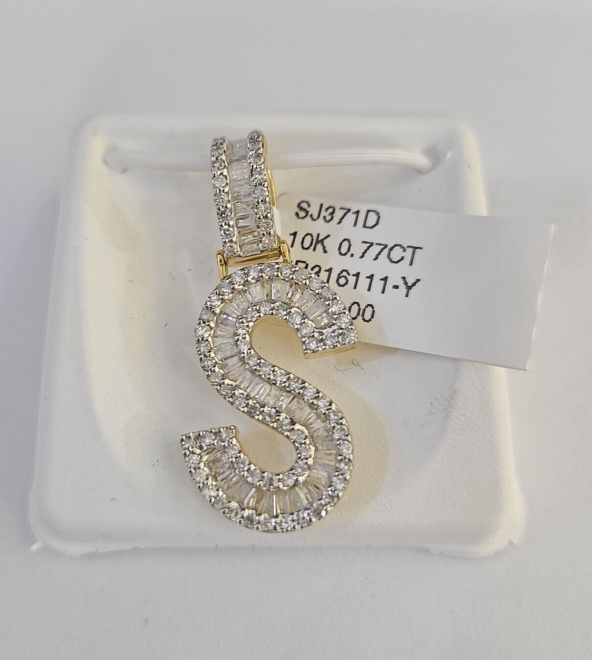 10k Yellow Gold Diamond S Charm Pendant Initial Alphabet Letter Real Genuine - GoldenlinQ