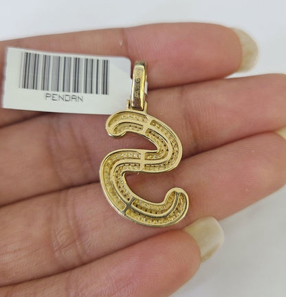 10k Yellow Gold Diamond S Charm Pendant Initial Alphabet Letter Real Genuine - GoldenlinQ