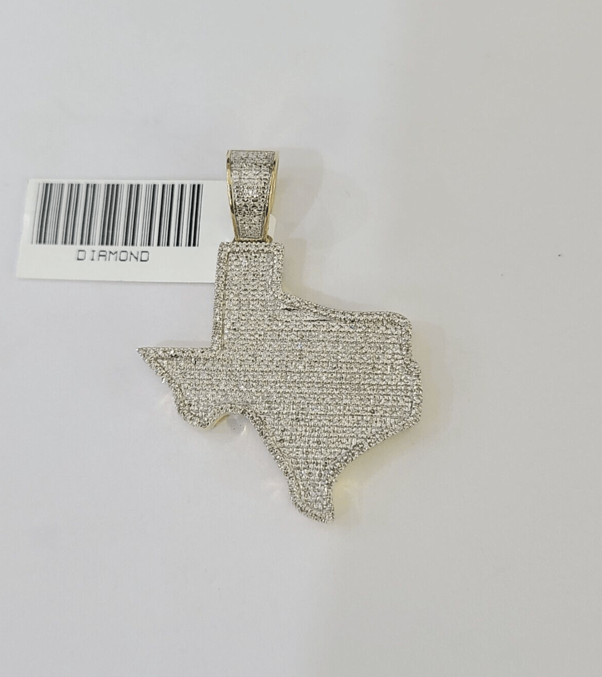 10k Yellow Gold Diamond Texas Map Charm Men Women Pendant Genuine 1.5" Real - Reva Jeweler