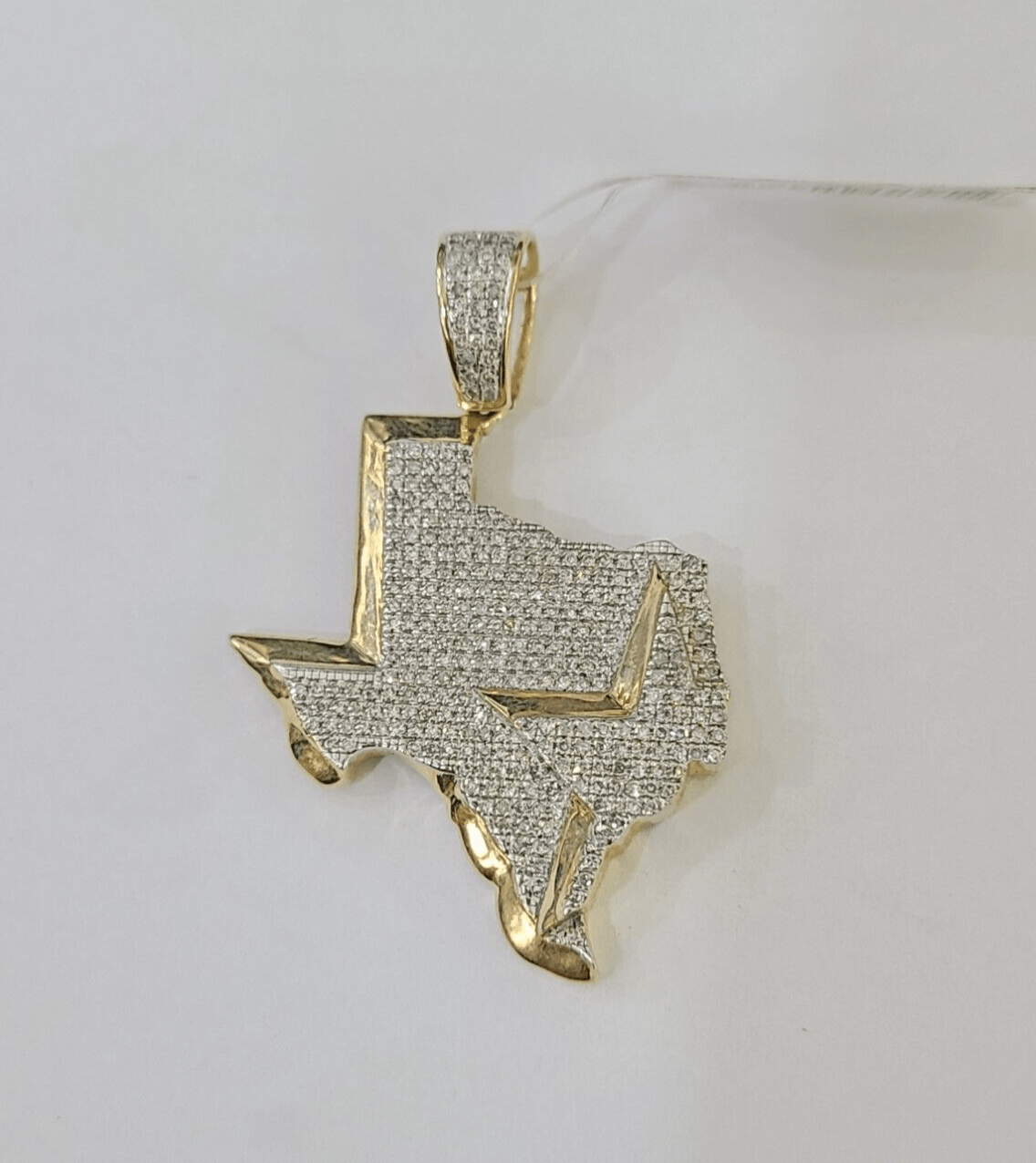 10k Yellow Gold Diamond Texas Map Charm Men Women Pendant Genuine 1.5" Real - Reva Jeweler
