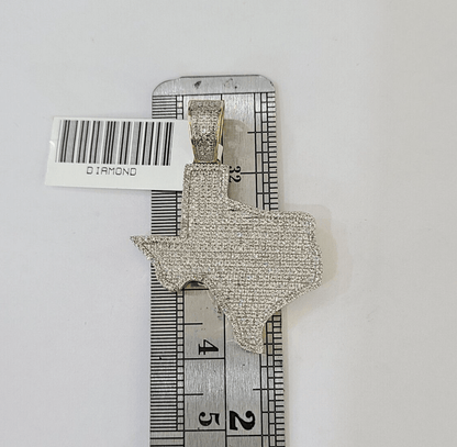 10k Yellow Gold Diamond Texas Map Charm Men Women Pendant Genuine 1.5" Real - Reva Jeweler