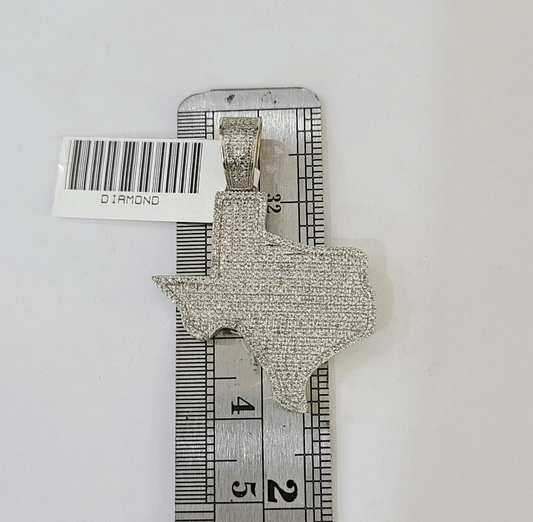 10k Yellow Gold Diamond Texas Map Charm Men Women Pendant Genuine 1.5" Real - Reva Jeweler