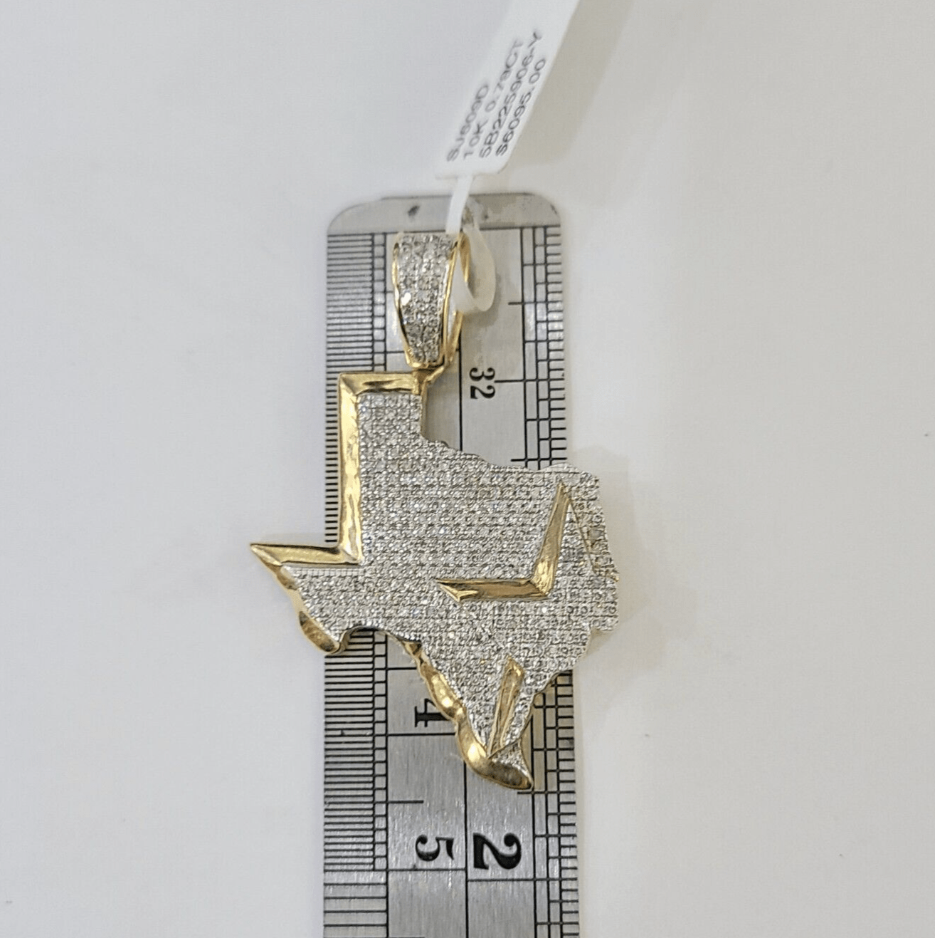10k Yellow Gold Diamond Texas Map Charm Men Women Pendant Genuine 1.5" Real - Reva Jeweler