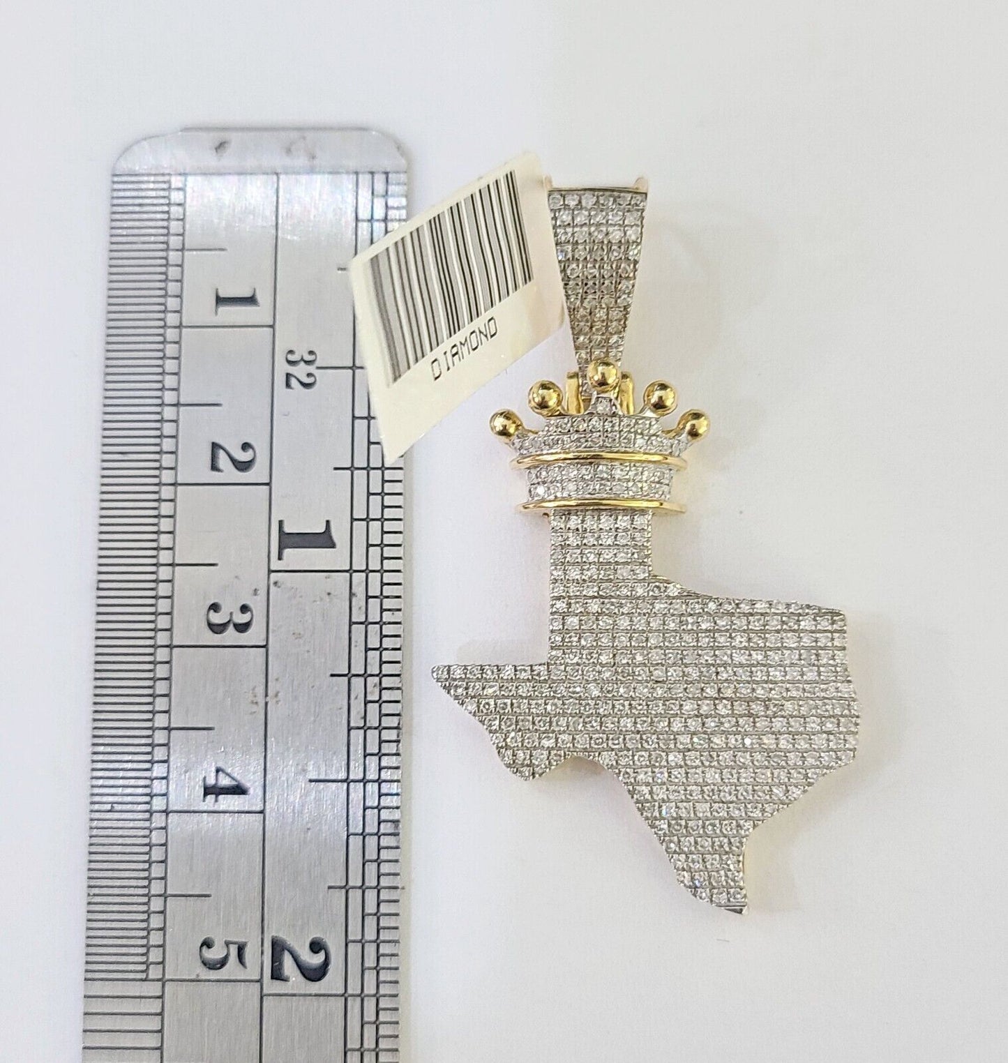 10k Yellow Gold Diamond Texas Map Charm Men Women Pendant Genuine 2" Real - Reva Jeweler