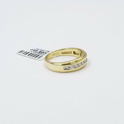 10K Yellow Gold Diamond Wedding Engagement Band Diamond Cut Ring Men - Reva Jeweler