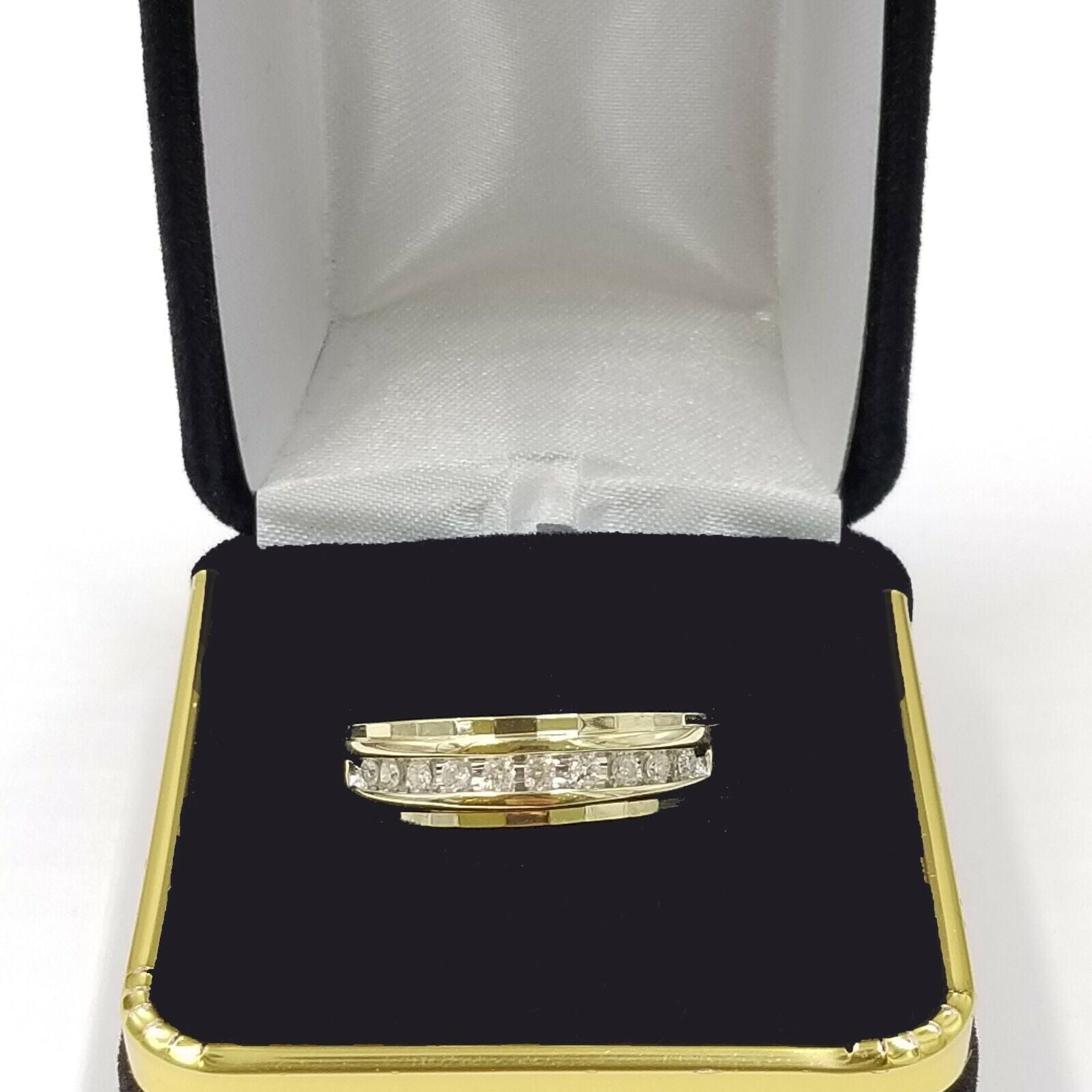 10K Yellow Gold Diamond Wedding Engagement Band Diamond Cut Ring Men - Reva Jeweler