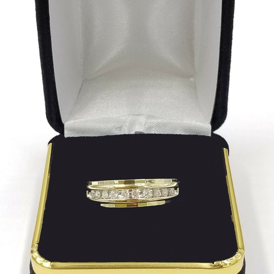 10K Yellow Gold Diamond Wedding Engagement Band Diamond Cut Ring Men - Reva Jeweler