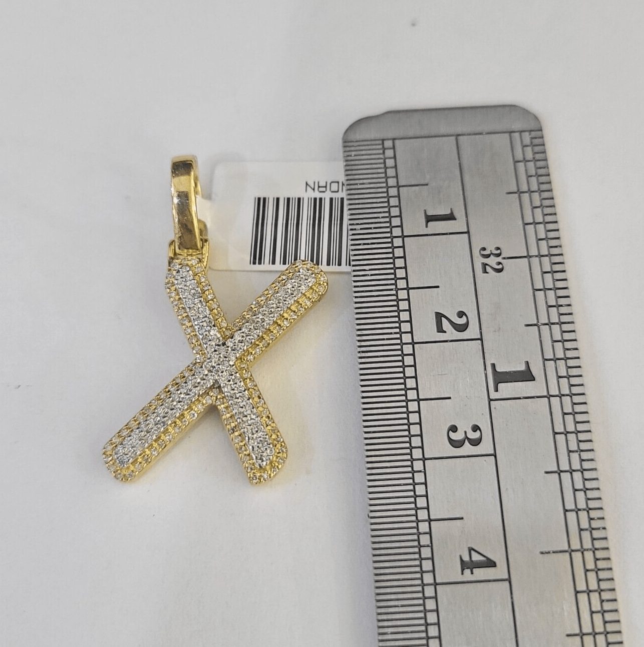 10k Yellow Gold Diamond X Charm Pendant Initial Alphabet Letter Real Genuine - GoldenlinQ